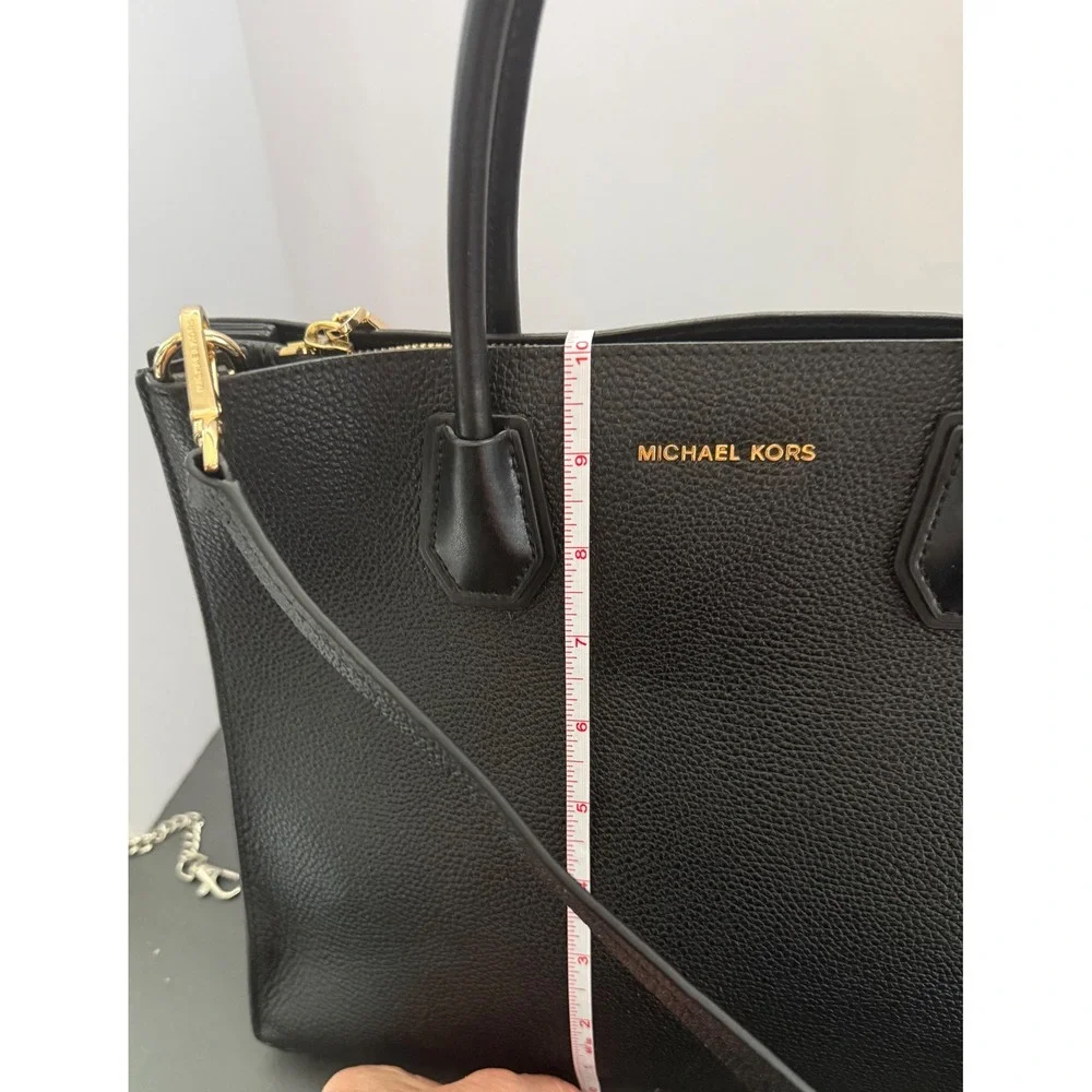 Michael Kors Mercer Tote Accordion Design Black with Gold Hardware Crossbody - Picture 14 of 15